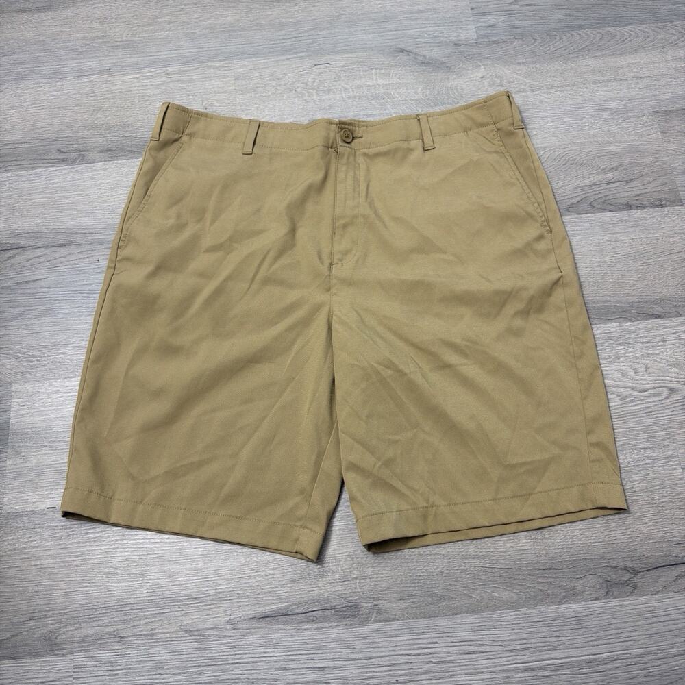 BCG Golf Shorts Mens Size 38” Brown Beige Stretch Flat Front Walk Polyester